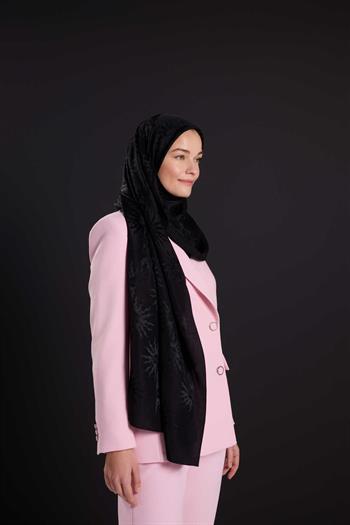 Imannoor Floş Pamuk Şal - Güneş Doğarken Shiny - Siyah