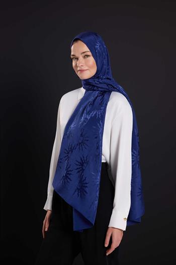 Imannoor Floş Pamuk Şal - Güneş Doğarken Shiny - Lacivert
