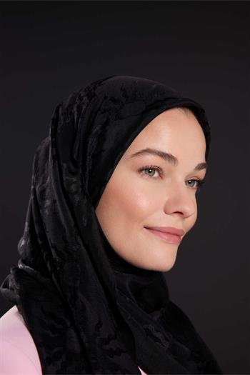 Imannoor Floş Pamuk Şal - Güneş Doğarken Shiny - Siyah