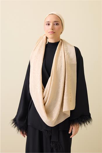 Imannoor Floş Pamuk Şal - Monogram Shiny - Bal Beji