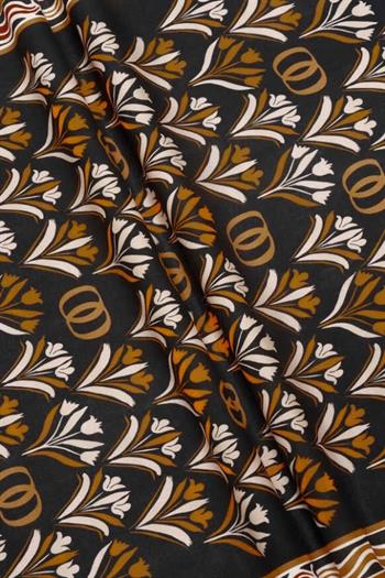 Imannoor Floş Viskon Şal - Yelpaze - Siyah Somon