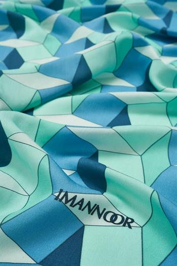 Imannoor Floş Viskon Şal - Zigzag Desen - Turkuaz