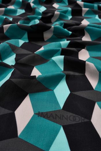 Imannoor Floş Viskon Şal - Zigzag Desen - Siyah