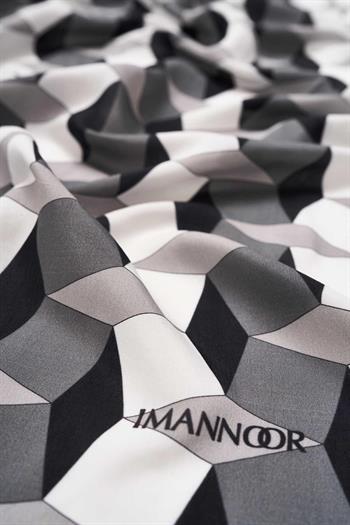 Imannoor Floş Viskon Şal - Zigzag Desen - Beyaz