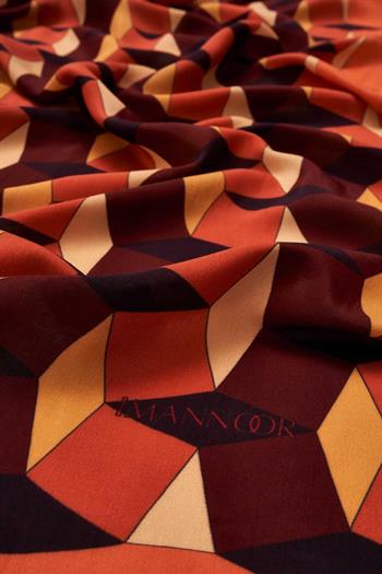 Imannoor Floş Viskon Şal - Zigzag Desen - Taba