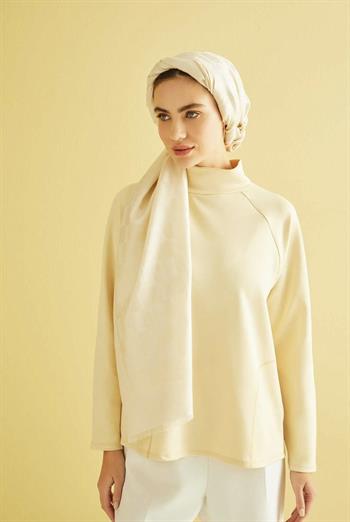 Imannoor İpek Cashmere Şal - Petek Monogram Desenli - Krem