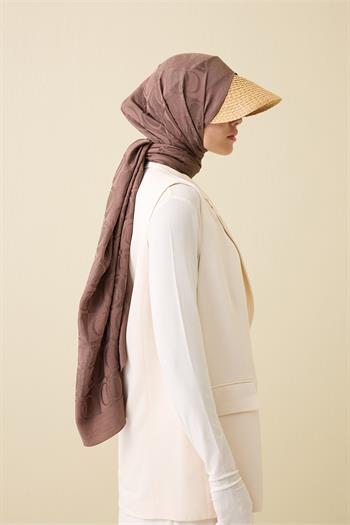 Imannoor Naia Şal - Dama Desenli - Açık Kahve