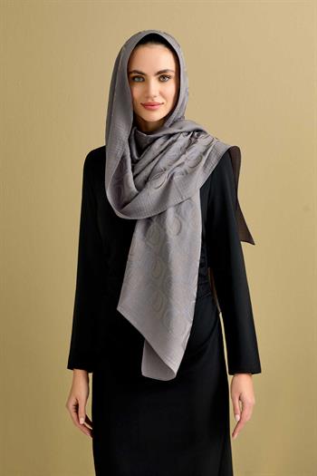 Imannoor Naia Şal - Dama Desenli - Antrasit