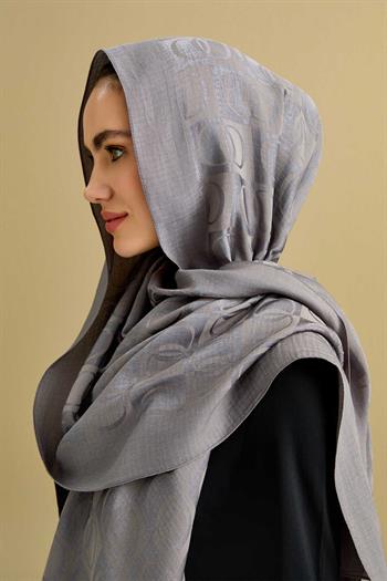 Imannoor Naia Şal - Dama Desenli - Antrasit
