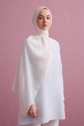 Imannoor Naia Şal - Dama Desenli - Beyaz
