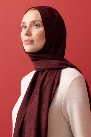 Imannoor Naia Şal - Dama Desenli - Bordo