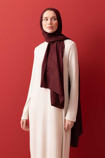 Imannoor Naia Şal - Dama Desenli - Bordo