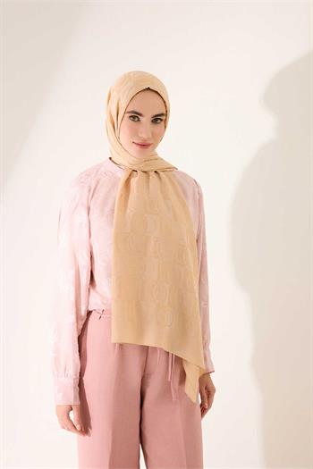 Imannoor Naia Şal - Dama Desenli - Camel