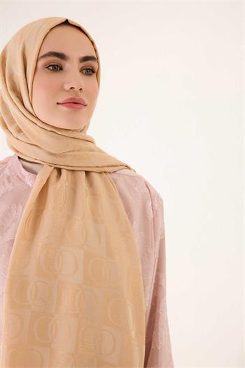 Imannoor Naia Şal - Dama Desenli - Camel