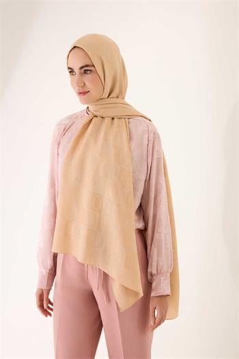 Imannoor Naia Şal - Dama Desenli - Camel