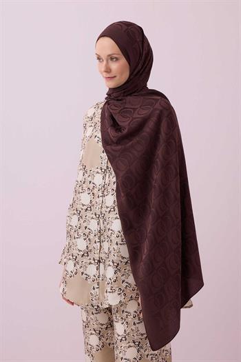 Imannoor Naia Şal - Dama Desenli - Kahve