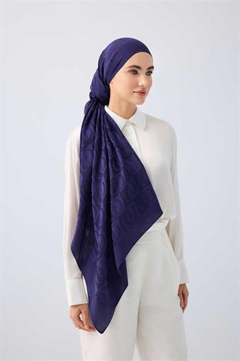 Imannoor Naia Şal - Dama Desenli - Lacivert