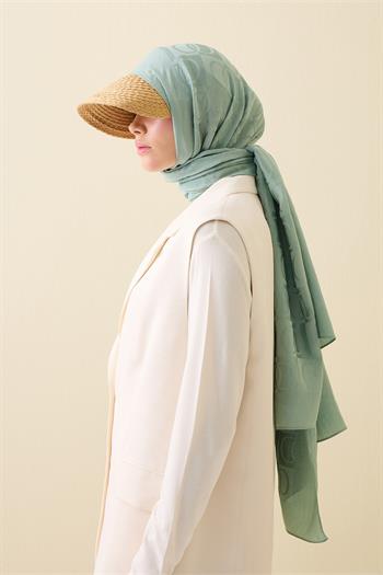 Imannoor Naia Şal - Dama Desenli - Nil Yeşili