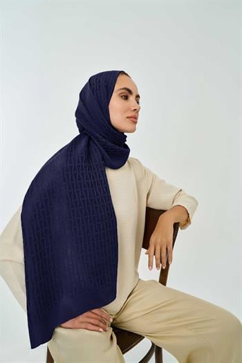 Imannoor Naia Şal - Iman I Desenli - Lacivert