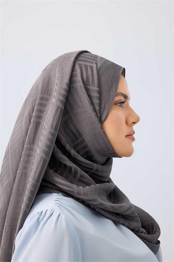 Imannoor Naia Şal - Iman Kare Desenli - Antrasit