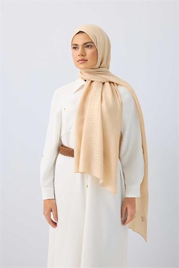 Imannoor Naia Şal - Iman Kare Desenli - Bej