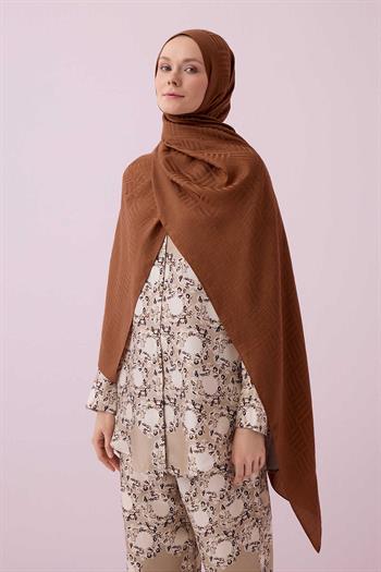 Imannoor Naia Şal - Iman Kare Desenli - Taba