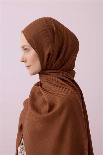 Imannoor Naia Şal - Iman Kare Desenli - Taba