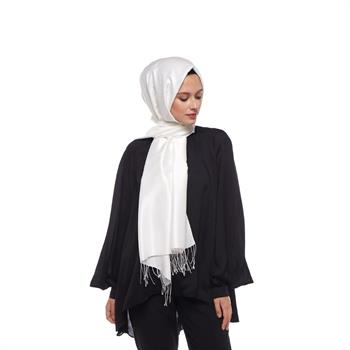 İpekevi Çift Taraflı İpek Şal - İnci Beyazı