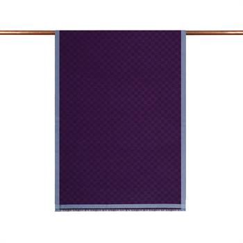 İpekevi Dama Desenli Yün İpek Şal - Mor