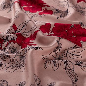 İpekevi Desenli İpek Şal - Açelya Desenli - Fondöten