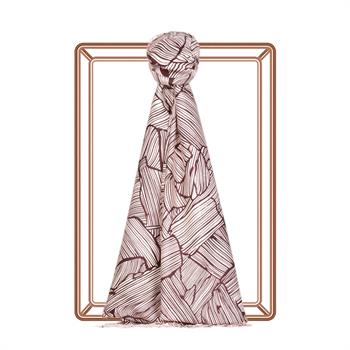 İpekevi Desenli İpek Şal - Ağaç Kabuğu Desenli - Bordo