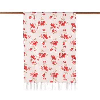 İpekevi Desenli İpek Şal - Akasma Desen - Beyaz Bordo