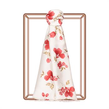 İpekevi Desenli İpek Şal - Akasma Desen - Beyaz Bordo