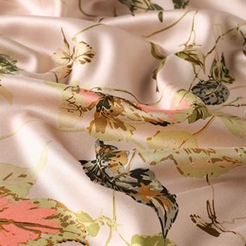 İpekevi Desenli İpek Şal - Aşeka Desenli - Vizon