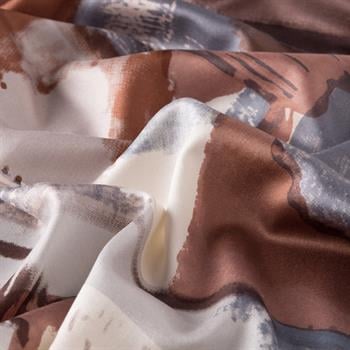 İpekevi Desenli İpek Şal - Fırça Darbesi Desen - Vizon