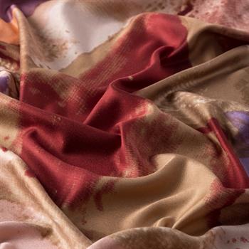 İpekevi Desenli İpek Şal - Fırça Darbesi Desen - Bej