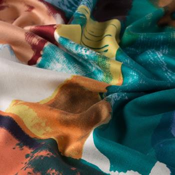 İpekevi Desenli İpek Şal - Fırça Darbesi Desen - Krem