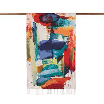 İpekevi Desenli İpek Şal - Fırça Darbesi Desen - Krem