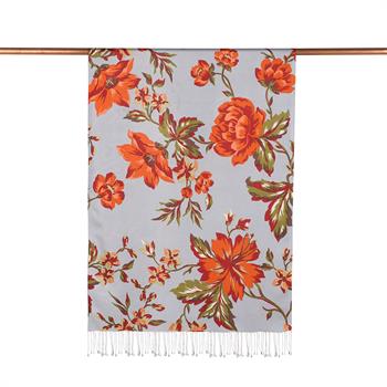 İpekevi Desenli İpek Şal - Gecenin Kraliçesi - Bebe Mavisi