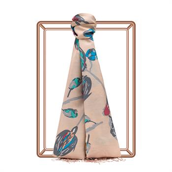 İpekevi Desenli İpek Şal - Göksu Sefası Desenli - Uçuk Pembe