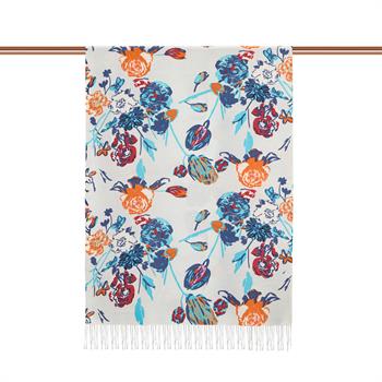 İpekevi Desenli İpek Şal - Göksu Sefası Desenli - Bebe Mavisi