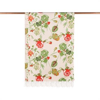 İpekevi Desenli İpek Şal - Göksu Sefası Desenli - Beyaz