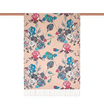 İpekevi Desenli İpek Şal - Göksu Sefası Desenli - Uçuk Pembe