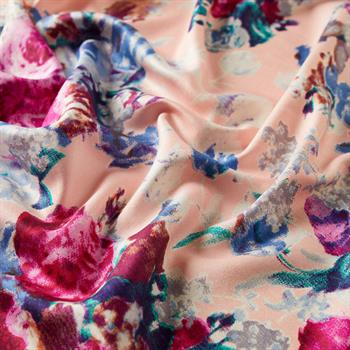 İpekevi Desenli İpek Şal - Gül Bahçesi Desenli - Toz Pembe