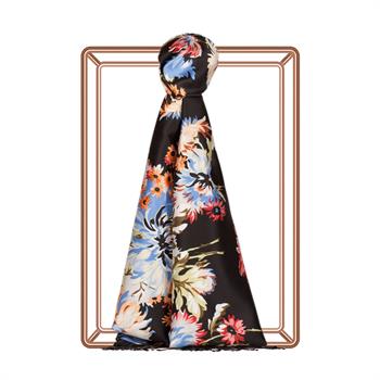 İpekevi Desenli İpek Şal - Kasımpatı Desen - Yeni Siyah