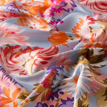 İpekevi Desenli İpek Şal - Kasımpatı Desen - Bebe Mavisi