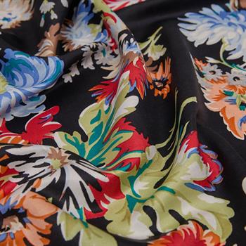 İpekevi Desenli İpek Şal - Kasımpatı Desen - Siyah