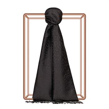 İpekevi Desenli İpek Şal - Leopar Jakar Desenli - Siyah