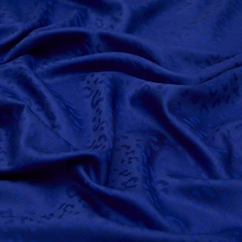 İpekevi Desenli İpek Şal - Leopar Jakar Desenli - Saks Mavisi