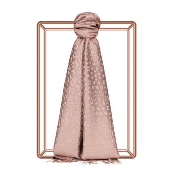 İpekevi Desenli İpek Şal - Leopar Jakar Desenli - Puslu Leylak